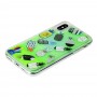 Чехол для iPhone X / Xs "Neon песок" зеленый "ананас"
