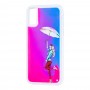 Чохол для iPhone X / Xs "Neon пісок" рожево-синій "дівчина під парасолькою"
