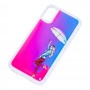 Чехол для iPhone X / Xs "Neon песок" розово-синий "девушка под зонтиком"