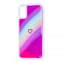 Чехол для iPhone X / Xs "Neon песок" розовый "радуга / сердце"