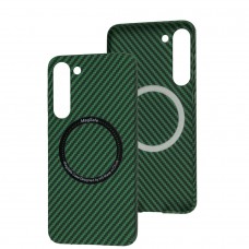 Чехол для Samsung Galaxy S23+ (S916) Wave Carbon MagSafe green
