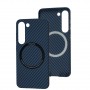 Чохол для Samsung Galaxy S23 (S911) Wave Carbon MagSafe blue