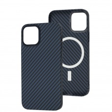 Чехол для iPhone 12 Pro Max Carbon MagSafe blue