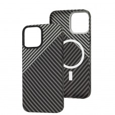 Чехол для iPhone 12 Pro Max Carbon MagSafe black gray