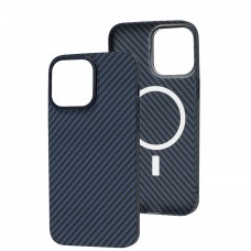 Чехол для iPhone 13 Pro Carbon MagSafe blue