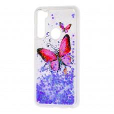 Чехол для Xiaomi Redmi Note 8 Блестки вода "бабочка"