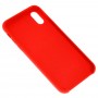 Чехол silicone case для iPhone Xr красный белое яблоко