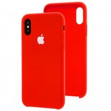 Чохол Silicone для iPhone X / Xs case червоний біле яблуко