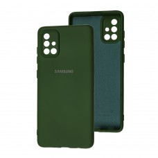 Чехол для Samsung Galaxy A71 (A715) Silicone Full camera зеленый / dark green