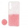 Чехол для Huawei Nova 5T Fashion блестки + popsocket розовый