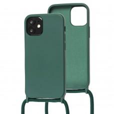 Чехол для iPhone 12 mini Wave Lanyard without logo forest green