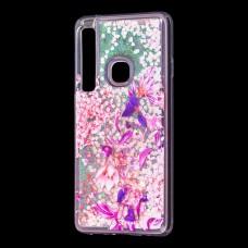 Чехол для Samsung Galaxy A9 2018 (A920) вода розовый "розово-фиолетовые цветы"
