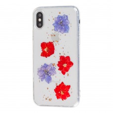 Чехол Nature Flowers для iPhone X / Xs фиолетово красный