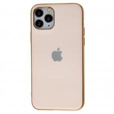 Чехол для iPhone 11 Pro Silicone case матовый (TPU) розово-золотистый
