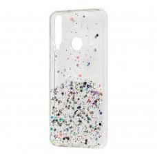 Чехол для Huawei Y6p glitter star конфети прозрачный