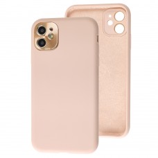 Чохол для iPhone 11 Silicone Full camera Lens рожевий пісок