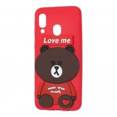 Чохол для Samsung Galaxy A40 (A405) ведмедик "Love Me" червоний