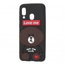 Чехол для Samsung Galaxy A40 (A405) мишка "Love Me" черный