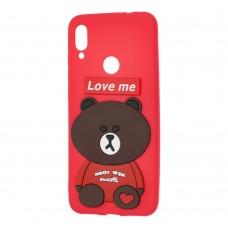 Чехол для Xiaomi Redmi 7 мишка "Love Me" красный