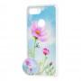 Чохол для Xiaomi Mi 8 Lite силікон + popsocket "квіти"