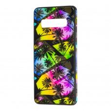 Чохол для Samsung Galaxy S10 (G973) glass print "пальми"
