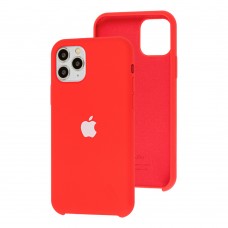 Чехол Silicone для iPhone 11 Pro case красный белое яблоко