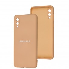 Чехол для Samsung Galaxy A02 (A022) Full camera розовый/персиковый