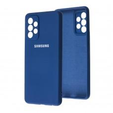 Чехол для Samsung Galaxy A72 (A725) Lime silicon с микрофиброй синий (blue)