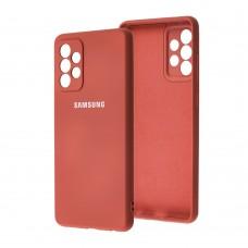 Чехол для Samsung Galaxy A72 (A725) Lime silicon с микрофиброй камелия (hawthorn red)