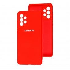Чехол для Samsung Galaxy A72 (A725) Lime silicon с микрофиброй красный (red)