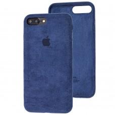 Чехол для iPhone 7 Plus / 8 Plus Alcantara 360 темно-синий