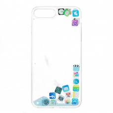 Чехол для iPhone 7 Plus / 8 Plus блестки вода "песок голубой" 