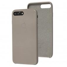 Чохол Leather для iPhone 7 Plus / 8 Plus сірий еко-шкіра
