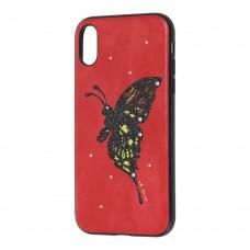 Чехол для iPhone Xs Max WK design красный "бабочка"