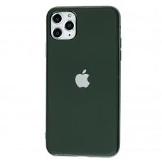 Чохол для iPhone 11 Pro Max Silicone case матовий (TPU) темно-зелений
