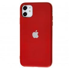 Чехол для iPhone 11 Silicone case матовый (TPU) красный