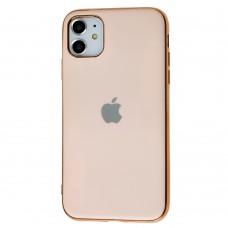 Чехол для iPhone 11 Silicone case матовый (TPU) розово-золотистый