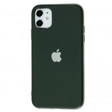 Чехол для iPhone 11 Silicone case матовый (TPU) темно-зеленый