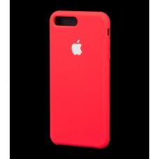 Чохол для iPhone 7 Plus Silicone case яскраво-рожевий біле яблуко