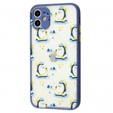 Чехол для iPhone 11 Wave Cartoon penguin fisherman / lavender gray