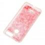 Чехол для Xiaomi Redmi 6 Блестки вода розовый "розовые цветы"