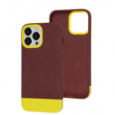 Чехол для iPhone 13 Pro Max Bichromatic brown burgundy / yellow