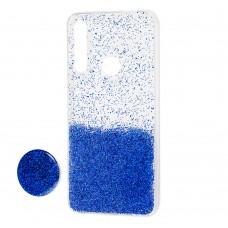 Чехол для Huawei P Smart Z Fashion блестки + popsocket синий