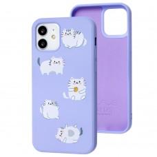 Чохол для iPhone 12 / 12 Pro Wave Fancy fluffy cats / light purple