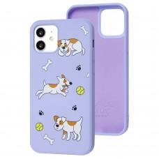 Чехол для iPhone 12 / 12 Pro Wave Fancy playful dog / light purple
