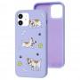 Чехол для iPhone 12 / 12 Pro Wave Fancy playful dog / light purple