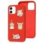 Чехол для iPhone 12 / 12 Pro Wave Fancy playing corgi / red