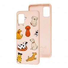Чехол для Samsung Galaxy A31 (A315) Wave Fancy funny dogs / pink sand