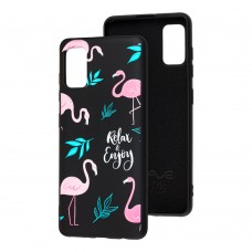 Чехол для Samsung Galaxy A41 (A415) Wave Fancy flamingo / black