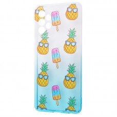 Чехол для Samsung Galaxy A72 Wave Sweet white / turquoise / pineapple